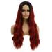 Mairbeon Women Gradient Color Center Parting Long Curly Wig Faux Hair Cosplay Hairpiece