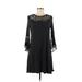 Kensie Casual Dress - A-Line Crew Neck 3/4 sleeves: Black Solid Dresses - Women's Size Medium