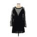 Paper Crane Casual Dress - Shift Scoop Neck Long sleeves: Black Print Dresses - Women's Size Medium