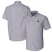 Men's Cutter & Buck Charcoal New England Patriots Helmet Short Sleeve Stretch Oxford Button-Down Shirt