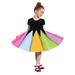 Oalirro Girls Dresses Short Sleeve Pastel Rainbow Dress for Girls Round Neck Mid-Calf ï¼ˆ18-24Months) Black
