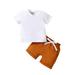 Children s Clothing Summer Boys Solid Color Short Sleeved T Shirt Solid Color Shorts Two Piece Set