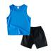 Little Child Boy Shorts Set Solid Color Sleeveless Tank Top Vest Elastic Waist Shorts Set 2Pcs Casual Outfits Summer Clothes Baby Boy Bundles Set Little Girls Tracksuit Set