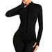 Hwmodou Womens Casual Jackets Long Sleeve Full Zipper Light Sportswear With Thumb Opening Walking Coat Cutting Training Yoga Coat Jackets For Women
