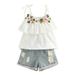Toddler Kids Baby Girl Outfits Clothes Embroidery T-shirt+Denim Shorts Jeans Set Kids Outfit Baby Girls Outfit Set