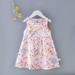 Herrnalise Toddler Baby Girl Summer Dress Floral Print Pleated Dresses Sleeveless Tank Crew Neck Sundress Mid-Length High Waist Elastic One Piece Outfit ï¼ˆ1-7Yearsï¼‰Pink