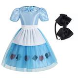 Princess Costume with Hair Hoop for Little Girls Halloween Fancy Wonderland Dress Up