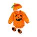 Dewadbow Newborn Kids Baby Boy Girls Halloween Cosplay Romper Pumpkin Outfit