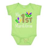 Inktastic My 1st Mardi Gras with Mask Boys or Girls Baby Bodysuit