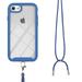 K-Lion for iPhone SE 2022/iPhone SE 2020/iPhone 8/iPhone 7/iPhone 6/6s 4.7 inch Slim Case TPU Bumper Clear PC Back Detachable Adjustable Crossbody Shoulder Strap Shockproof Dual Layer Case Blue