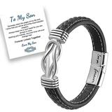 Steel Woven Leather Knot Bracelet To You Son My Forever Love D5T5