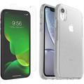 OtterBox Symmetry Clear Series Case for iPhone XR Only - with Zagg Glass Elite Clear Screen Protector - Non-Retail Packaging - Stardust Silver Flake/Clear