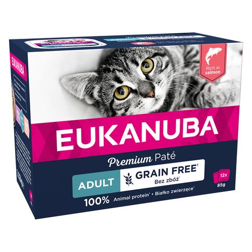 12x85g Eukanuba Getreidefrei Adult Lachs Katzenfutter nass