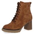 CAPRICE Damen Stiefeletten mit Absatz aus Wildleder mit Schnürsenkel und Reißverschluss Weite G, Braun (Cognac Suede), 42 EU