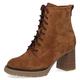 CAPRICE Damen Stiefeletten mit Absatz aus Wildleder mit Schnürsenkel und Reißverschluss Weite G, Braun (Cognac Suede), 42 EU