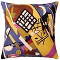 Kashmir Designs Kandinsky Modern Pillow Cover Frame Gray Abstract Pillowcase Grey Modern Chair Cushion Contemporary Outdoor Pillows Kids Room Handembroidered Wool Size 18x18