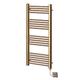 Greened House Electric Brushed Brass Straight Heated Towel Rail 500mm Wide x 1200mm High Flat Towel Rail Radiator