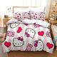 FIBITA Hello Kitty Duvet Cover Sets,3D Printed Bedding Pink Quilt Cover Set Soft Microfiber with Pillowcase,Comforter Quilt with Hidden Zipper for Kids Teens Adults Double（200x200cm）