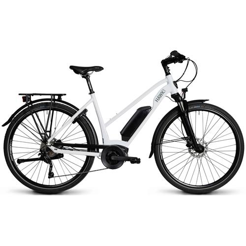 "E-Bike HAWK BIKES ""E-Trekking 500 Lady"" E-Bikes Gr. 48 cm, 28 Zoll (71,12 cm), weiß E-Bikes"