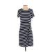 Banana Republic Casual Dress Crew Neck Short sleeves: Blue Stripes Dresses - Women's Size Small