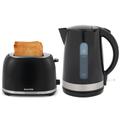 Salter Deco Collection 1.7L Kettle and 2-Slice Cool-Touch Toaster Set - Black and Stainless Steel