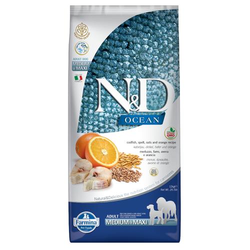 2x12kg Farmina N&D Low Grain Free CodFish & Orange Adult Medium/Maxi Hundefutter trocken