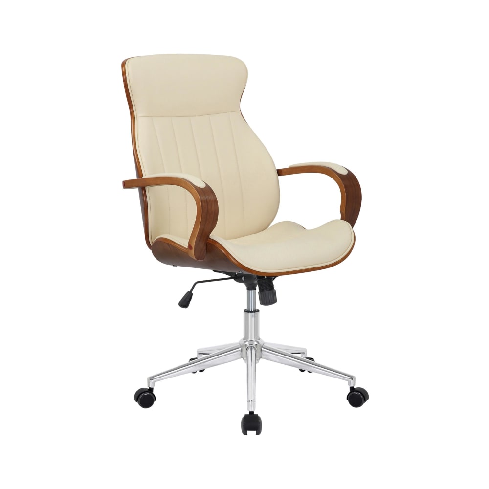 Chaise de bureau réglable en pvc und synthetik Noyer / Crème