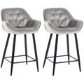 Lot de 2 Tabourets de bar Avec accoudoirs velours Gris