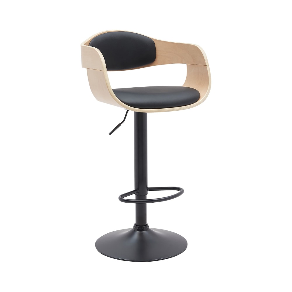 Tabouret de bar ajustable pivotant pvc et synthetique Nature / Noir