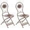 Lot de 2 chaises de jardin pliables en métal Marron antique