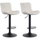 Lot de 2 tabourets de bar ajustables en velours Crème