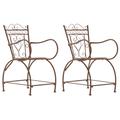 Lot de 2 chaises de jardin en métal Marron antique