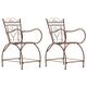 Lot de 2 chaises de jardin en métal Marron antique