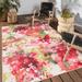 Rouge Machine Washable Indoor/Outdoor Floral Pink/ Multicolor Area Rug