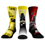 Unisex Rock Em Socks Darth Vader & Stormtrooper Gold Utah Jazz Three-Pack Star Wars Crew Set