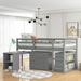 Low Study Twin Loft Bed with Cabinet and Rolling Portable Desk - Space-Saving Design