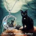 Mortilo Necklaces & Pendants Sterling Silver Moon Cat Necklace For Women Girls Birthday Cat Jewelry Gifts wedding jewelry Silver Gift on Clearance