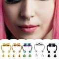 Naierhg 5Pcs Nose Ring Non Piercing Magnetic Stainless Steel False Horseshoe-shape Nose Hoop for Party
