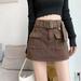 PIKADINGNIS Korean Style High Waist Mini Skirt Women Fashion with Belt Short Culotte Skirts Y2K Streetwear Big Pocket Cargo Skirts
