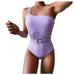 KaLI_store Swimsuit Women Tummy Control Women s One Piece Swimsuit Crisscross Sports Training Racerback Swimwear Plus Size Bathing Suit Purple L