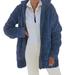 Women Warm Stand-up Collar Fleece Fluffy Coat Zip Jacket Outwear Pocket Jacket