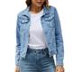 iOPQO womens sweaters Women s Basic Solid Color Button Down Denim Cotton Jacket With Pockets Denim Jacket Coat Women s Denim Jackets Blue M