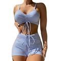 American Bikini for Women Skirt Suit 14w Swimsuit Tops for Women Large Bust 2023WomenSplit Swimsuit Blue Black Striped Bikini Suit Teen Swimwear Swimsuits for Women Bathing Suits Teen Shorts