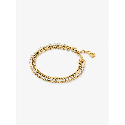 Michael Kors Precious Metal-Plated Brass Double Chain Tennis Bracelet Gold One Size