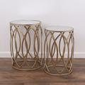 Mercer41 Margueriette 21.75" tall Frame Nesting Tables Mirrored, Metal in Yellow | 21.75 H x 15 W x 15 D in | Wayfair