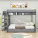 Harriet Bee Dalvey Full Over Full 3 Drawers Convertible Futon Bunk Bed w/ Storage Staircase, Wood in Gray | 65 H x 59 W x 96 D in | Wayfair