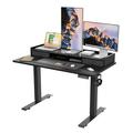 Inbox Zero Willford Height Adjustable Electric Standing Desk Sit Stand Desk w/ Dual Drawers & 2 Storage Hooks Wood/Metal in Black | Wayfair