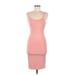 Soprano Casual Dress - Bodycon Scoop Neck Sleeveless: Pink Print Dresses - Women's Size Medium