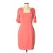 BCBGMAXAZRIA Casual Dress - Sheath Square 3/4 sleeves: Pink Print Dresses - Women's Size 6