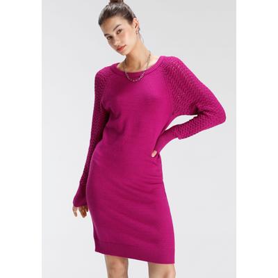 Strickkleid TAMARIS, Damen, Gr. 46, N-Gr, lila (beere melange), Strick, Obermaterial: 50% Viskose, 28% Polyester, 22% Polyamid, feminin, figurbetont ca. Mitte Oberschenkel, Rundhals, Langarm Raglanärmel Strickbündchen, Kleider, bis Mitte des... Image
